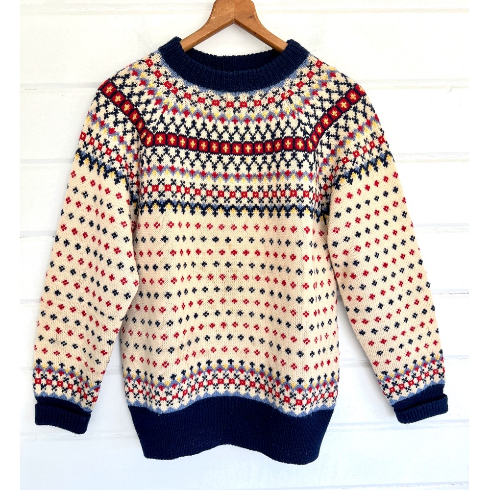 Vintage FairIsle Nordic Wool Crewneck Sweater from Gokey's, St.Paul,Minn. - M